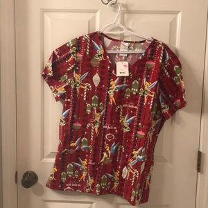 Christmas Tinker Bell Scrub Top